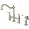 Kingston Brass KS1278PLBS Heritage Bridge Kitchen Faucet W/Brass Sprayer, Brushed Nkl KS1278PLBS - alternate 1